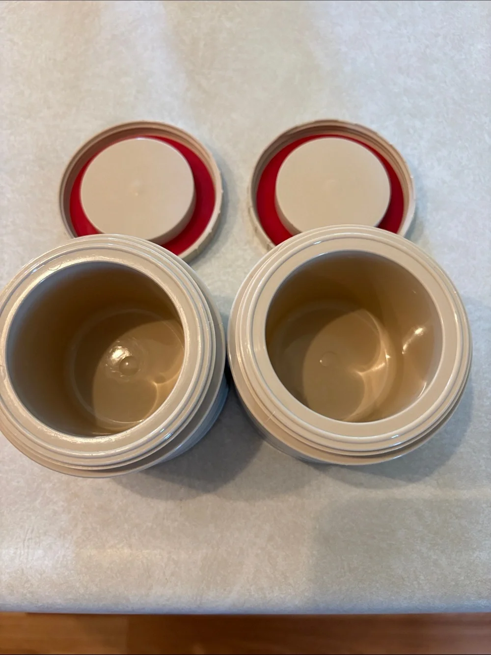 Vintage King Shelley Thermos Food Jars with Teal and Red Lids